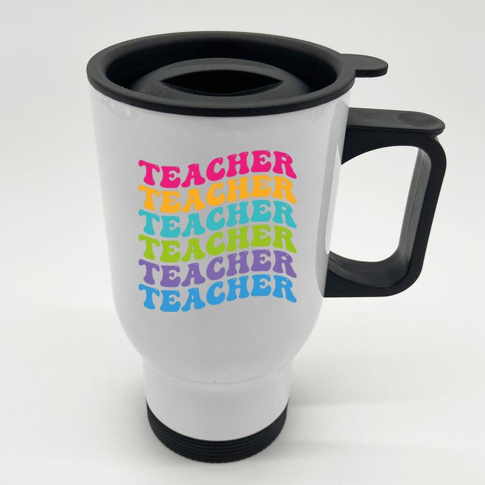 Teacher Retro Word Mashup Front & Back Stainless Steel Travel Mug