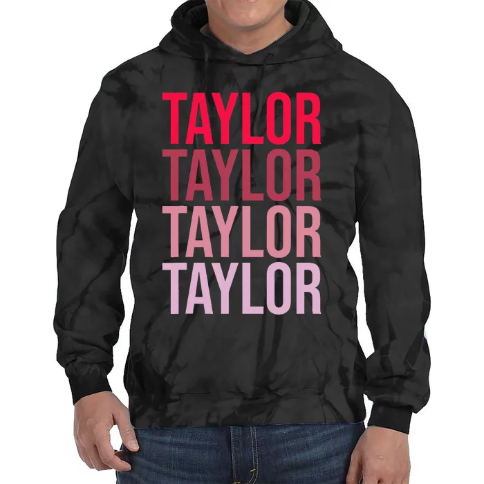 Taylor Retro Wordmark Pattern I love Taylor Tie Dye Hoodie