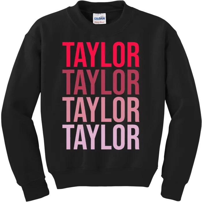 Taylor Retro Wordmark Pattern I love Taylor Kids Sweatshirt