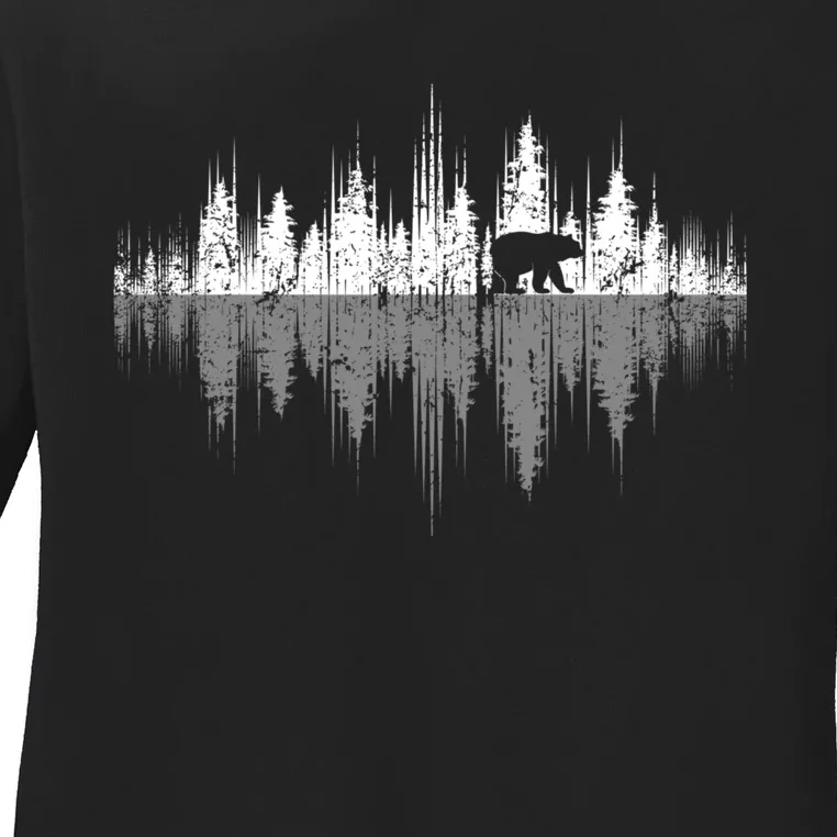 Trees Reflection Wildlife Nature Animal Bear Outdoor Forest Ladies Long Sleeve Shirt