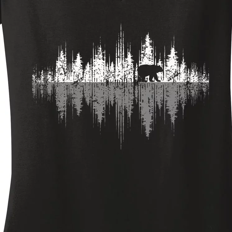 Trees Reflection Wildlife Nature Animal Bear Outdoor Forest Women's V-Neck T-Shirt