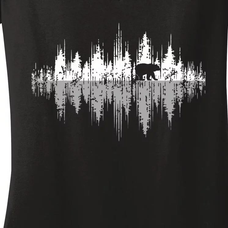 Trees Reflection Wildlife Nature Animal Bear Outdoor Forest Women's V-Neck T-Shirt