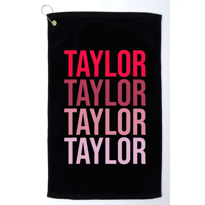 Taylor Retro Wordmark Pattern I love Taylor Platinum Collection Golf Towel