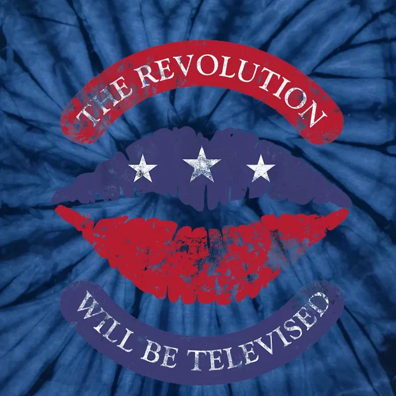 The Revolution Will Be Televised American Flag Revolt Lips Tie-Dye T-Shirt