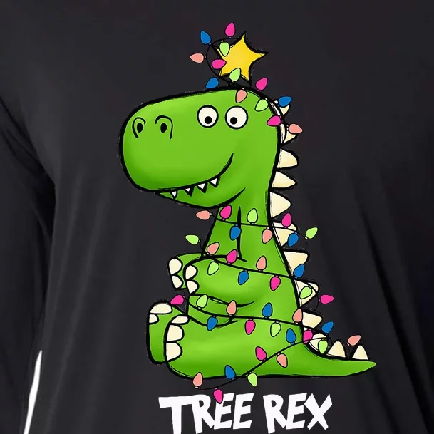 Tree Rex Xmas Trex Christmas Dinosaur Cooling Performance Long Sleeve Crew