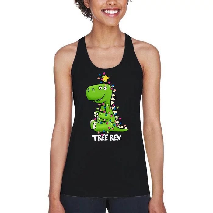 Tree Rex Xmas Trex Christmas Dinosaur Women's Racerback Tank