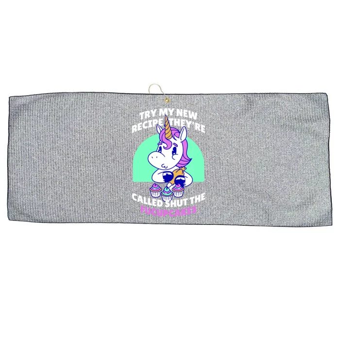 Try My Recipe Shut the Fucupcakes Funny Unicorn Large Microfiber Waffle Golf Towel