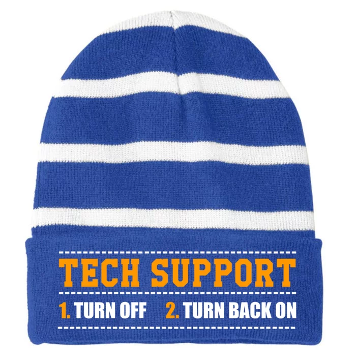 Tech Support 101 For Dummies Cool Gift Funny Tech Support Checklist Gift Striped Beanie with Solid Band