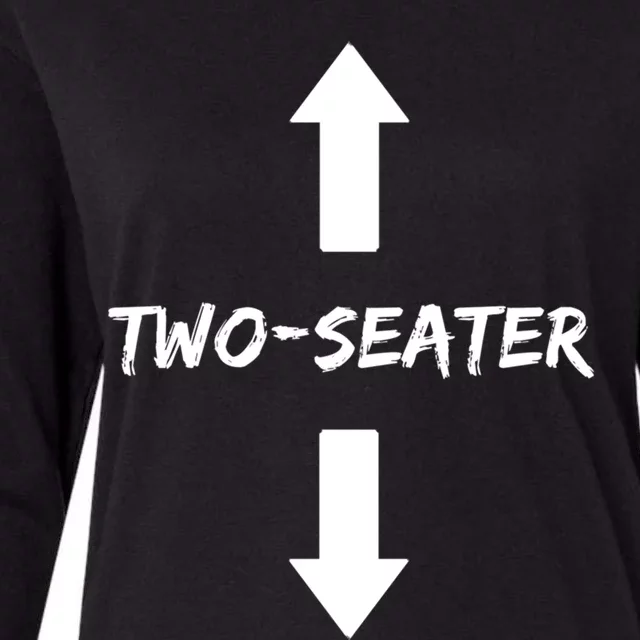 Two Seater 2 Seater Dad Funny Gift Womens Cotton Relaxed Long Sleeve T-Shirt