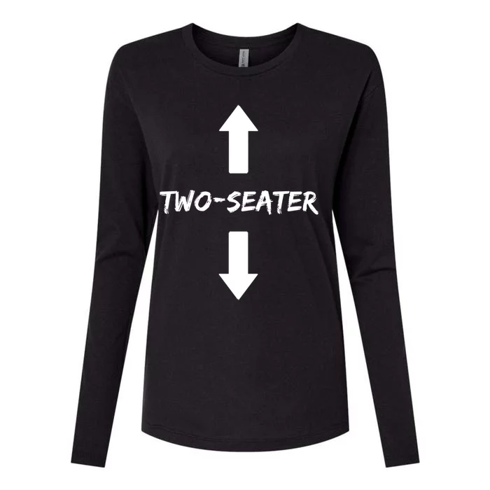 Two Seater 2 Seater Dad Funny Gift Womens Cotton Relaxed Long Sleeve T-Shirt