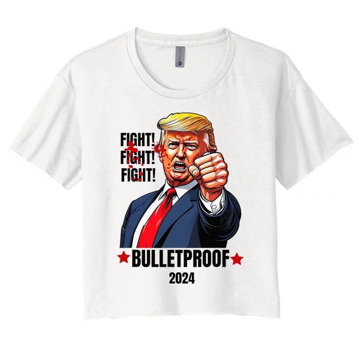 Trump Shot 2024 Rally Never Surrender Women's Crop Top Tee