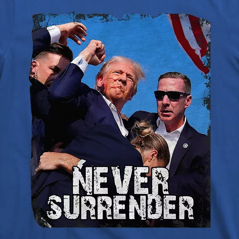 Trump Shot 2024 Rally Never Surrender T-Shirt