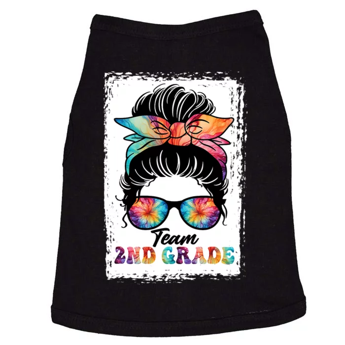 Team Second 2nd Grade Girl Messy Bun Back To School Funny Doggie Tank