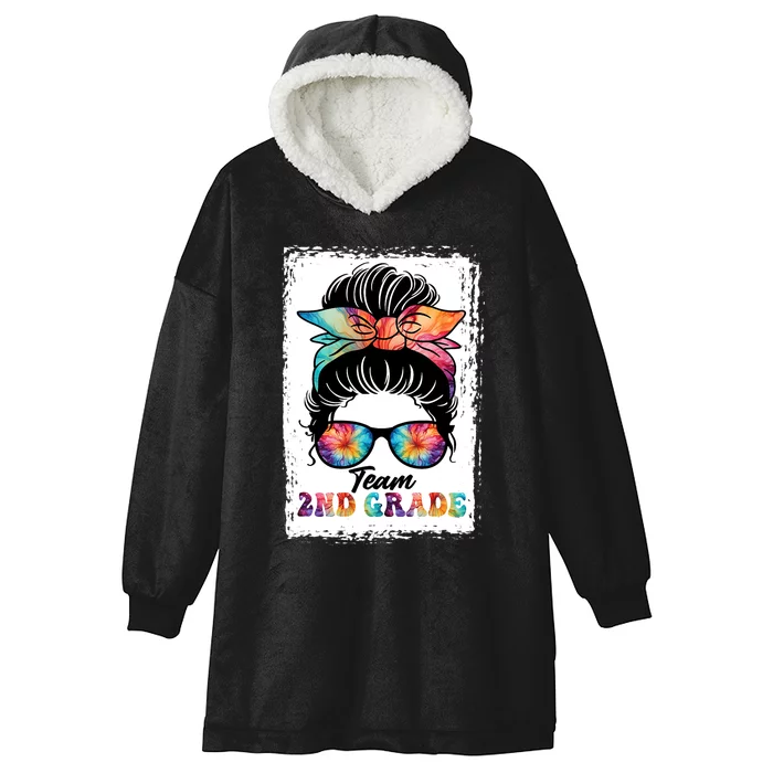 Team Second 2nd Grade Girl Messy Bun Back To School Funny Hooded Wearable Blanket