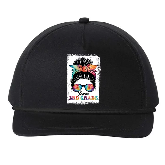 Team Second 2nd Grade Girl Messy Bun Back To School Funny Snapback Five-Panel Rope Hat