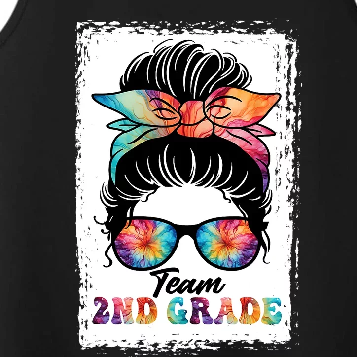 Team Second 2nd Grade Girl Messy Bun Back To School Funny Performance Tank