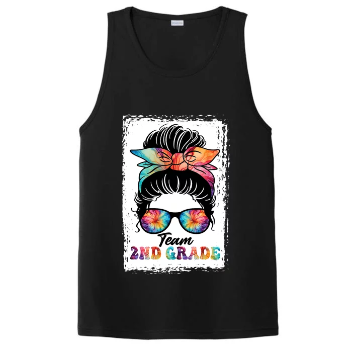 Team Second 2nd Grade Girl Messy Bun Back To School Funny Performance Tank