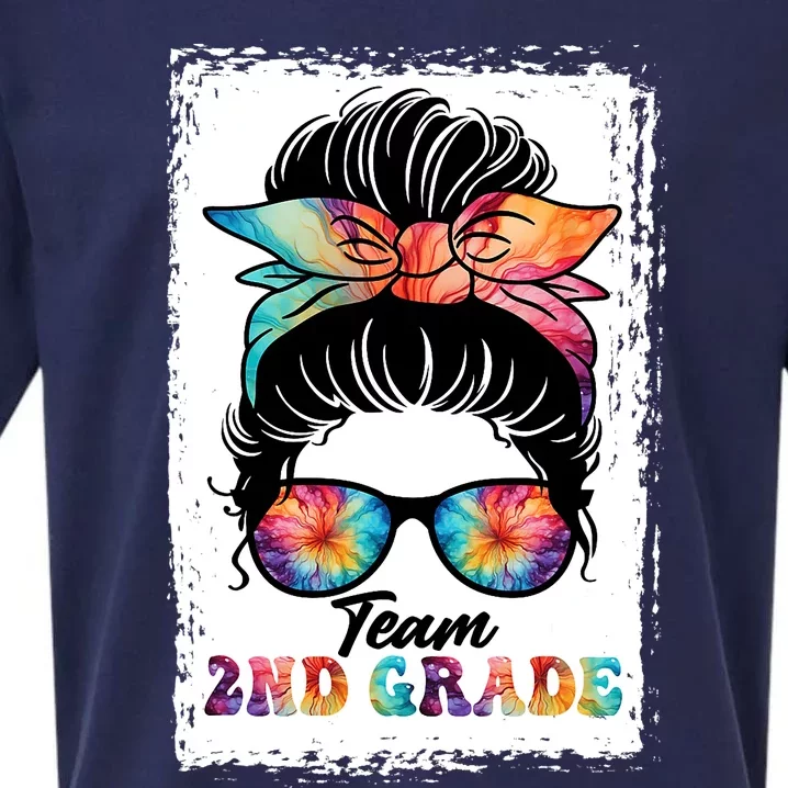 Team Second 2nd Grade Girl Messy Bun Back To School Funny Sueded Cloud Jersey T-Shirt