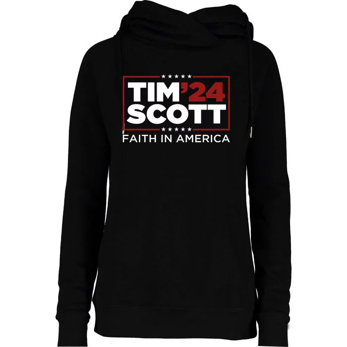 Tim Scott 2024 For President Election Campaign Republican Womens Funnel Neck Pullover Hood