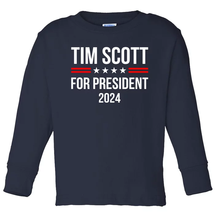 Tim Scott 2024 For President Election Campaign Republican Toddler Long Sleeve Shirt