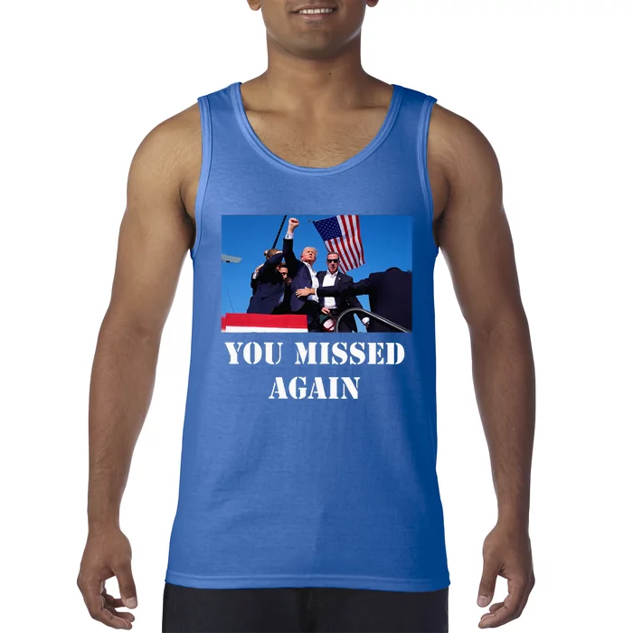 Trump Shooting 2024 You Missed Again Vote For Trump Tank Top