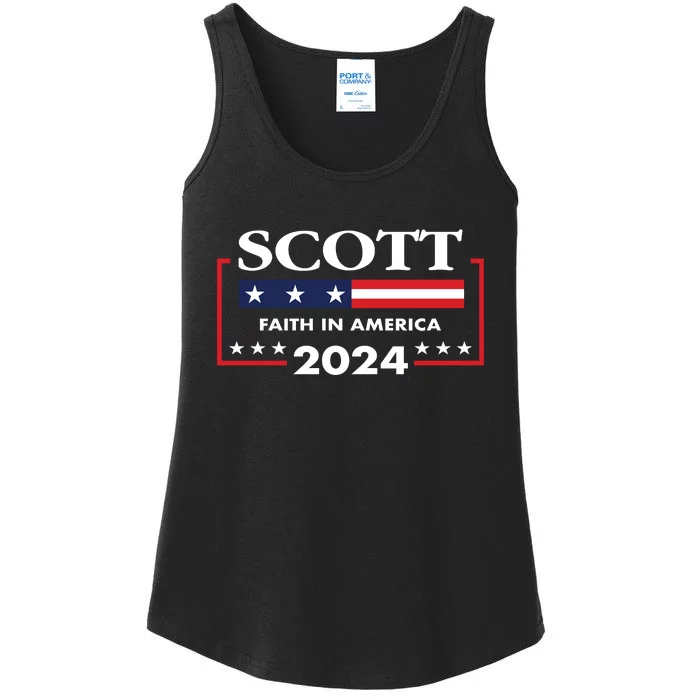 Tim Scott 2024 For President Election Campaign US Flag Ladies Essential Tank