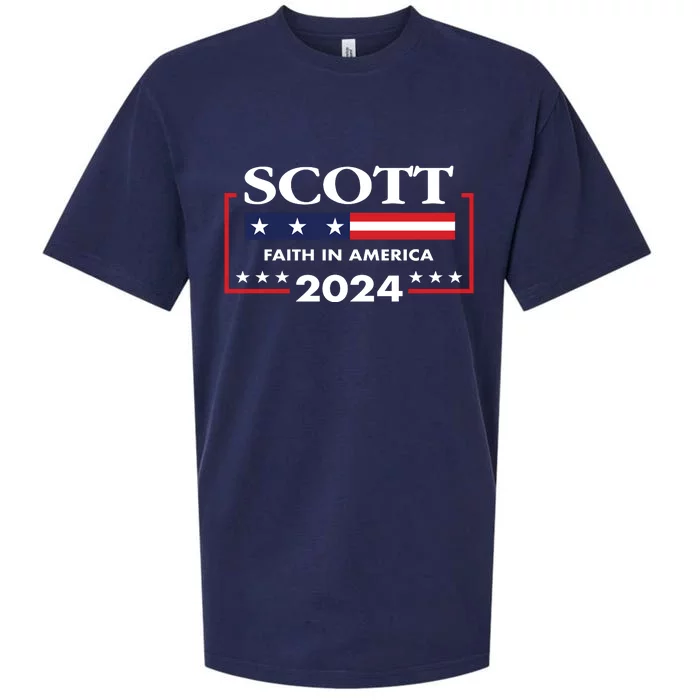 Tim Scott 2024 For President Election Campaign US Flag Sueded Cloud Jersey T-Shirt