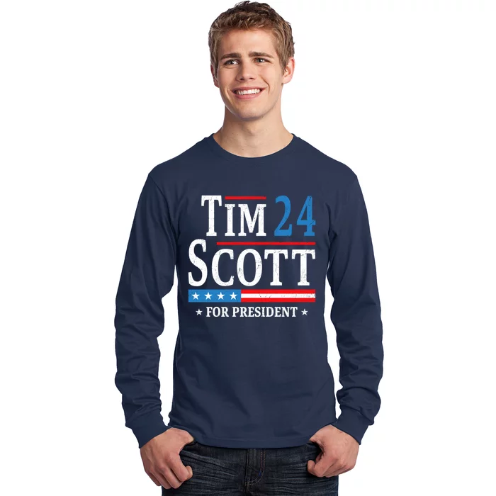 Tim Scott 2024 For President Election Campaign US Flag Long Sleeve Shirt