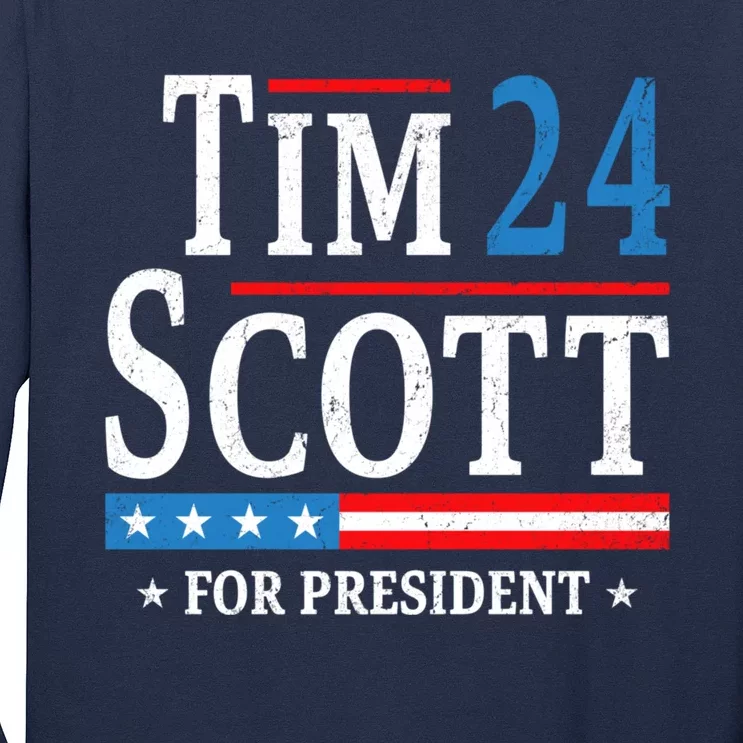 Tim Scott 2024 For President Election Campaign US Flag Long Sleeve Shirt