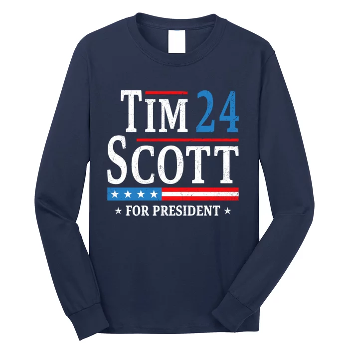 Tim Scott 2024 For President Election Campaign US Flag Long Sleeve Shirt