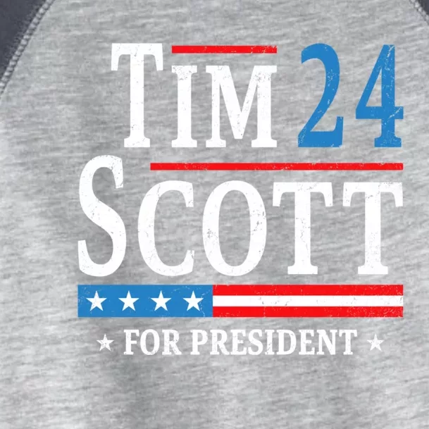 Tim Scott 2024 For President Election Campaign US Flag Toddler Fine Jersey T-Shirt