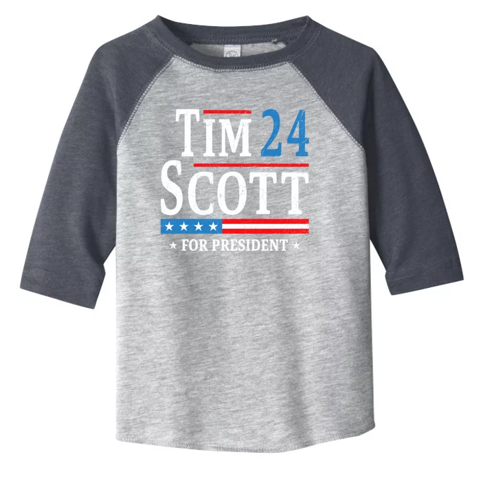 Tim Scott 2024 For President Election Campaign US Flag Toddler Fine Jersey T-Shirt