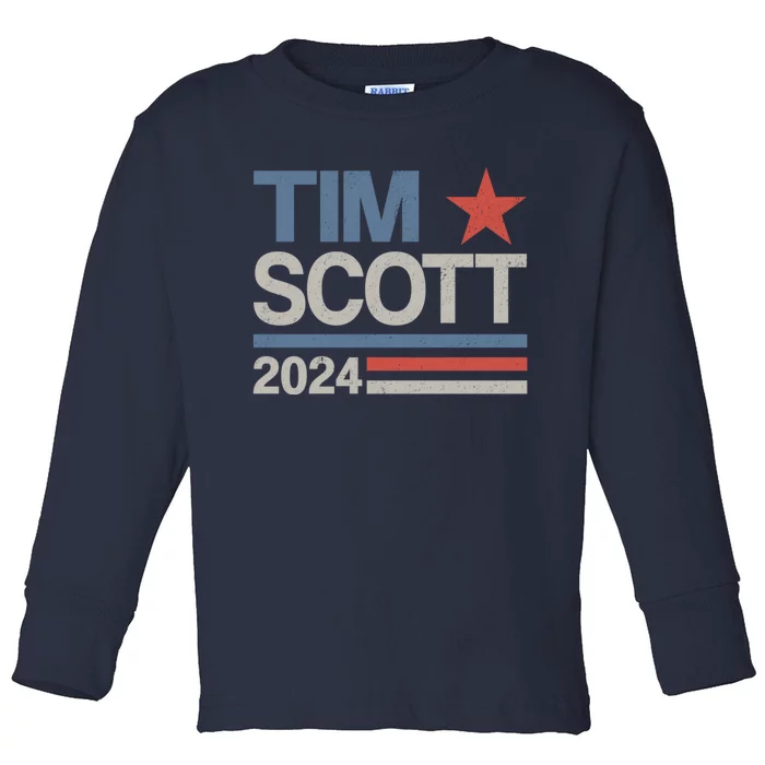 Tim Scott 2024 For President Election Campaign US Flag Toddler Long Sleeve Shirt