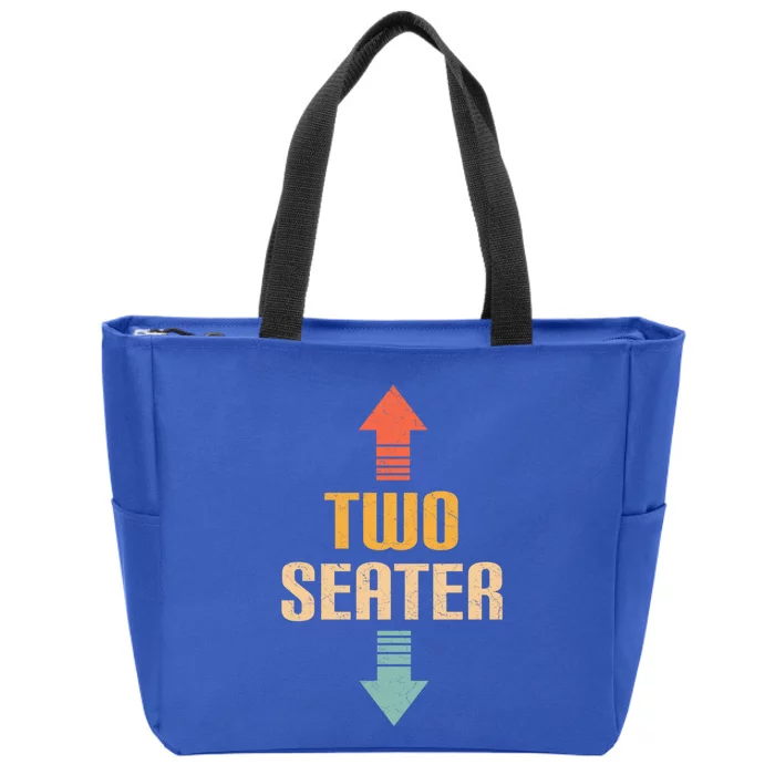 Two Seater 2 Seater Distressed Funny Gag Dad Joke Meme Gift Zip Tote Bag