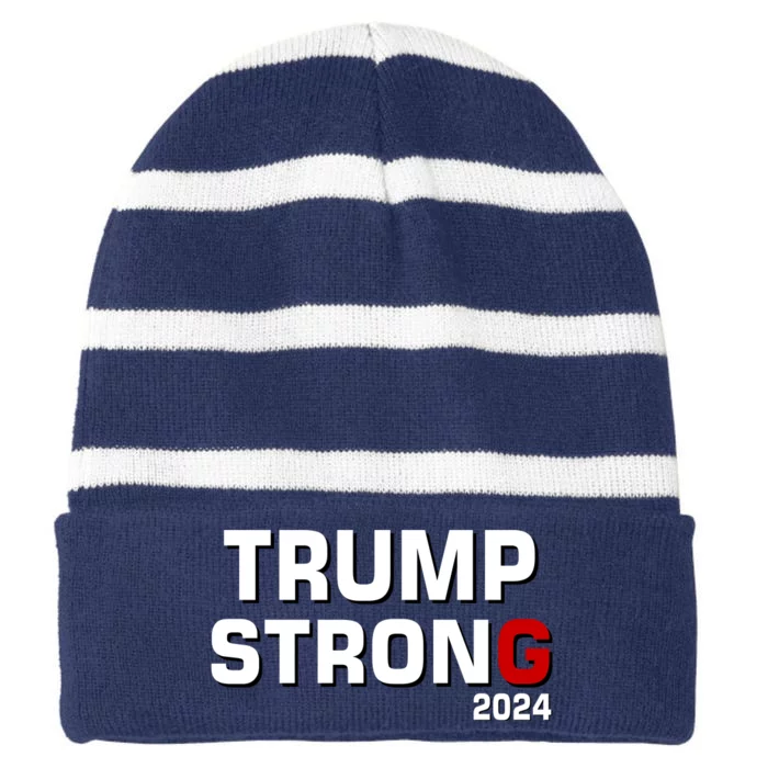 Trump Strong 2024 Striped Beanie with Solid Band