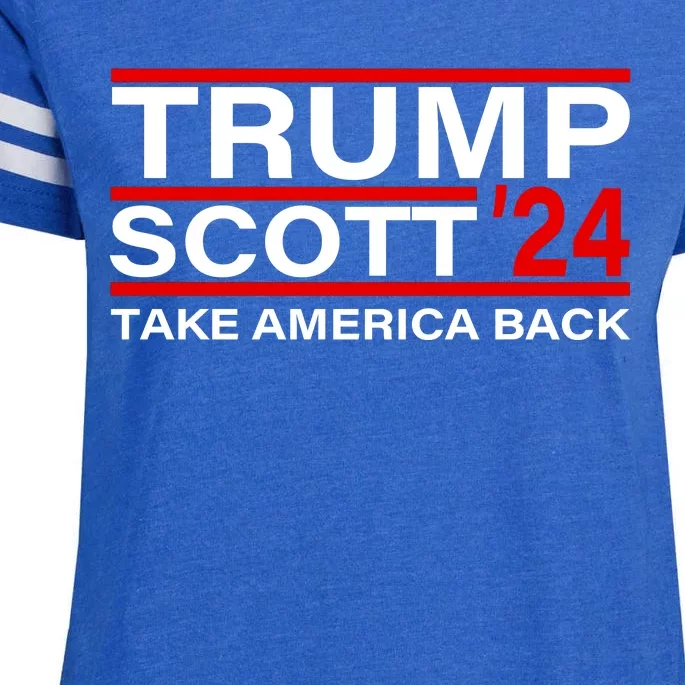 Trump Scott 2024 Take America Back Pro Trump 24 Enza Ladies Jersey Football T-Shirt