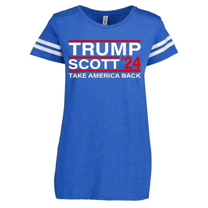 Trump Scott 2024 Take America Back Pro Trump 24 Enza Ladies Jersey Football T-Shirt