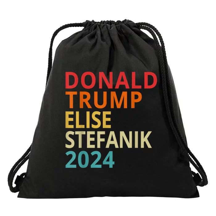 Trump Stefanik 2024 President Election Pro America Us Flag Drawstring Bag