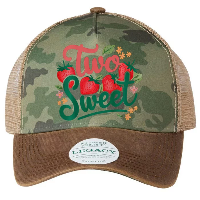 Two Sweet 2nd Birthday Strawberry Theme 2 Year Old Legacy Tie Dye Trucker Hat