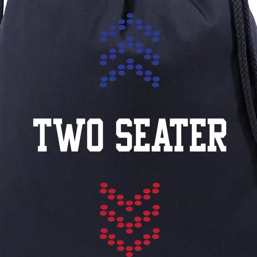 Two Seater 4th Of July Usa Flag Dad Joke Gift Drawstring Bag