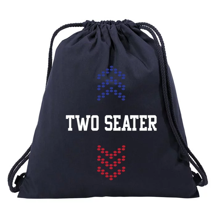 Two Seater 4th Of July Usa Flag Dad Joke Gift Drawstring Bag