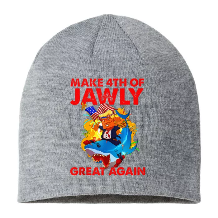 Trump Shark 4th Of July Patriotic Pun Merica Fourth 8 1/2in Sustainable Knit Beanie