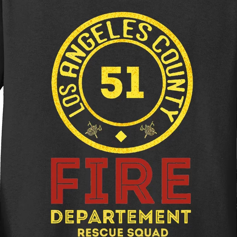 Truck Side 51 Emergency Squad Kids Long Sleeve Shirt