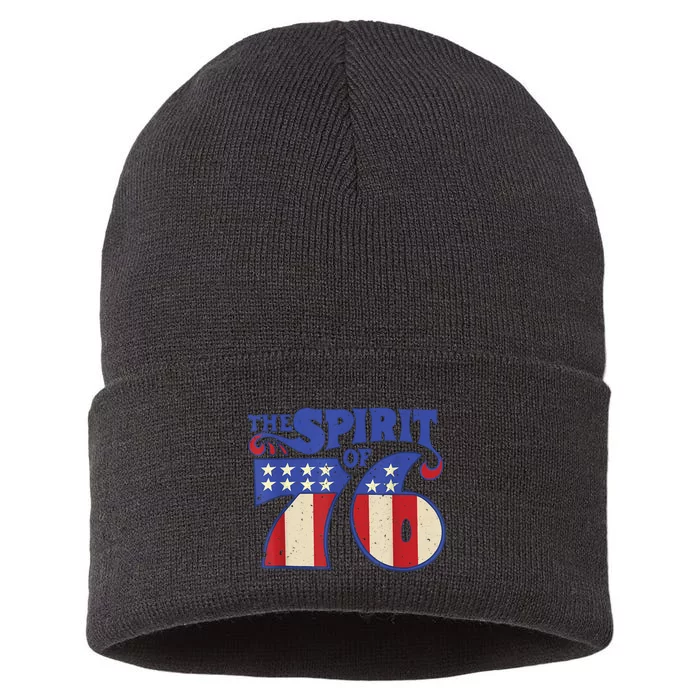 The Spirit 76 Vintage Retro 4th Of July Independence Day Sustainable Knit Beanie