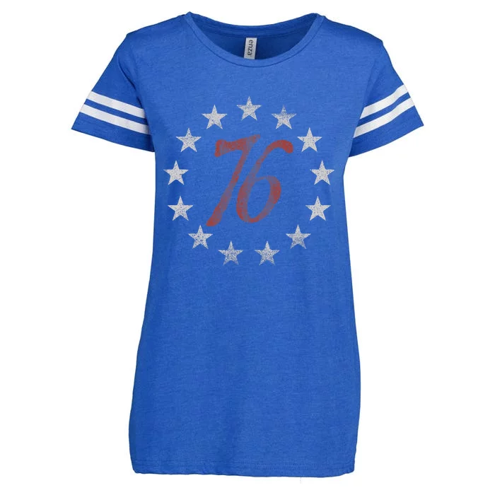 The Spirit 76 Vintage Retro 4th Of July Independence Day Enza Ladies Jersey Football T-Shirt