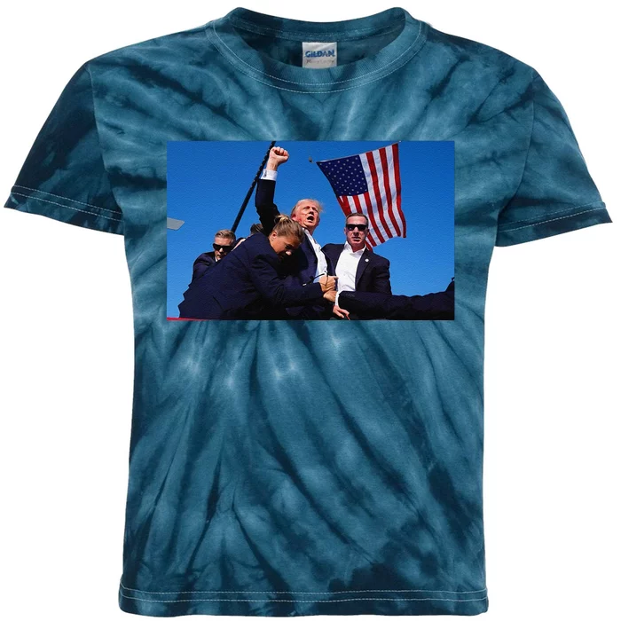 Trump Shooting Assassination Attempt Survival Kids Tie-Dye T-Shirt