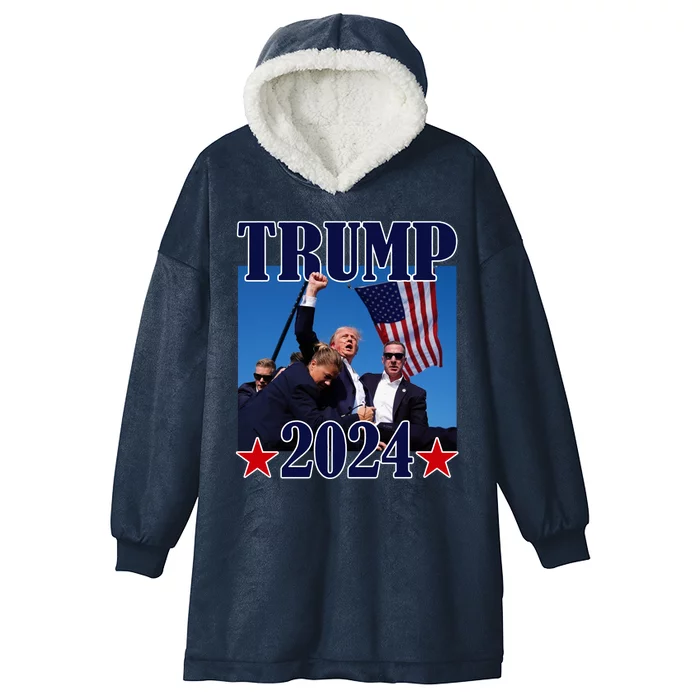 Trump Shot Assassination Attempt 2024 Fight Fight Fight Hooded Wearable Blanket