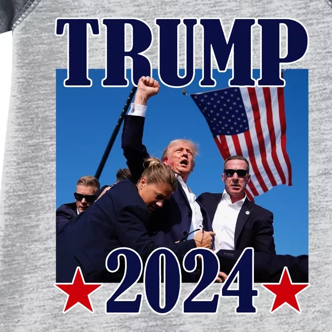 Trump Shot Assassination Attempt 2024 Fight Fight Fight Infant Baby Jersey Bodysuit