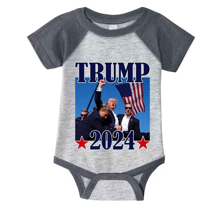 Trump Shot Assassination Attempt 2024 Fight Fight Fight Infant Baby Jersey Bodysuit