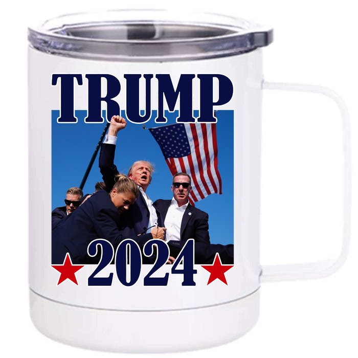 Trump Shot Assassination Attempt 2024 Fight Fight Fight Front & Back 12oz Stainless Steel Tumbler Cup